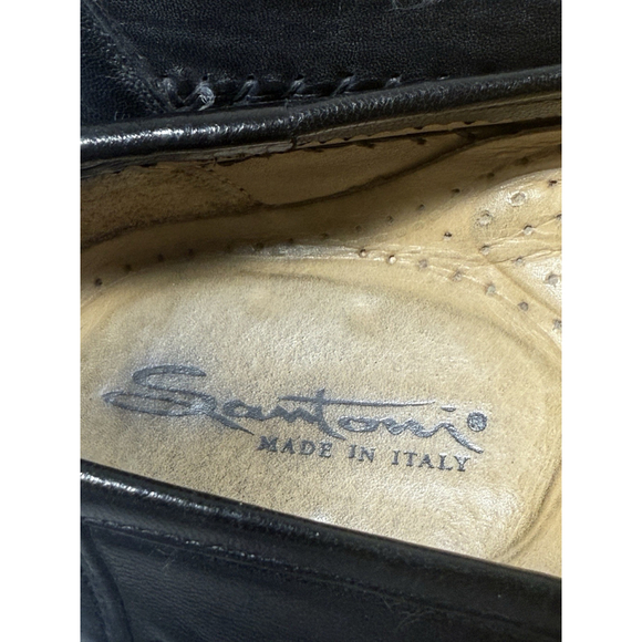 Santoni Italy All Leather Loafers Men's sz 8.5 Black Dress Shoes - Picture 5 of 15